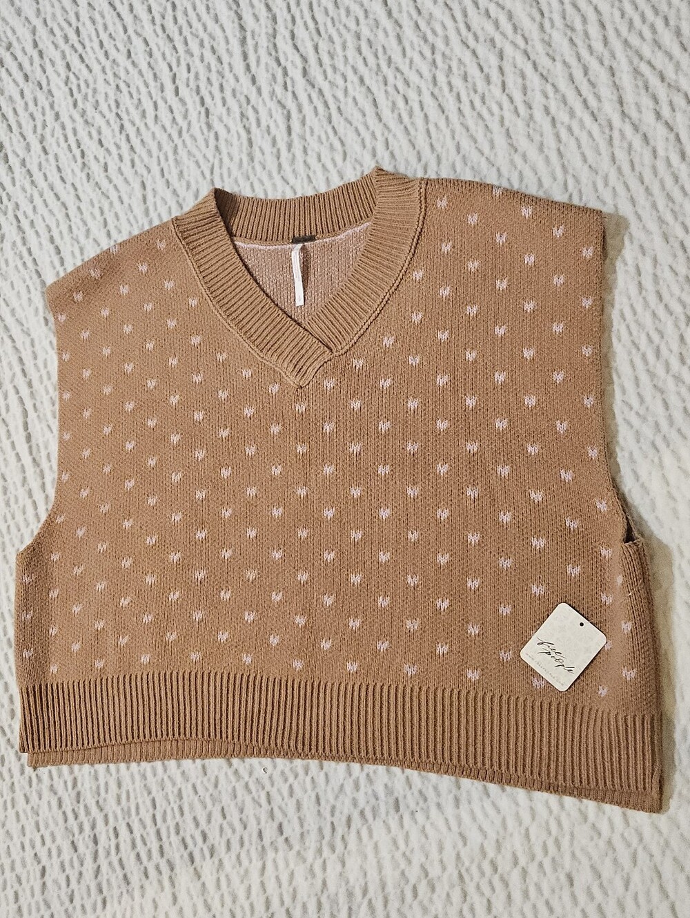 Free People Blush Pink Knit V-Neck Sweater Vest